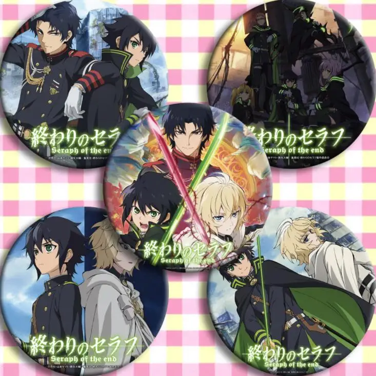 5 шт./1 лот сераф конца Yuichiro Hyakuya Hiiragi Shinoa Yoichi Saotome фигурка 4850 значки круглая брошь