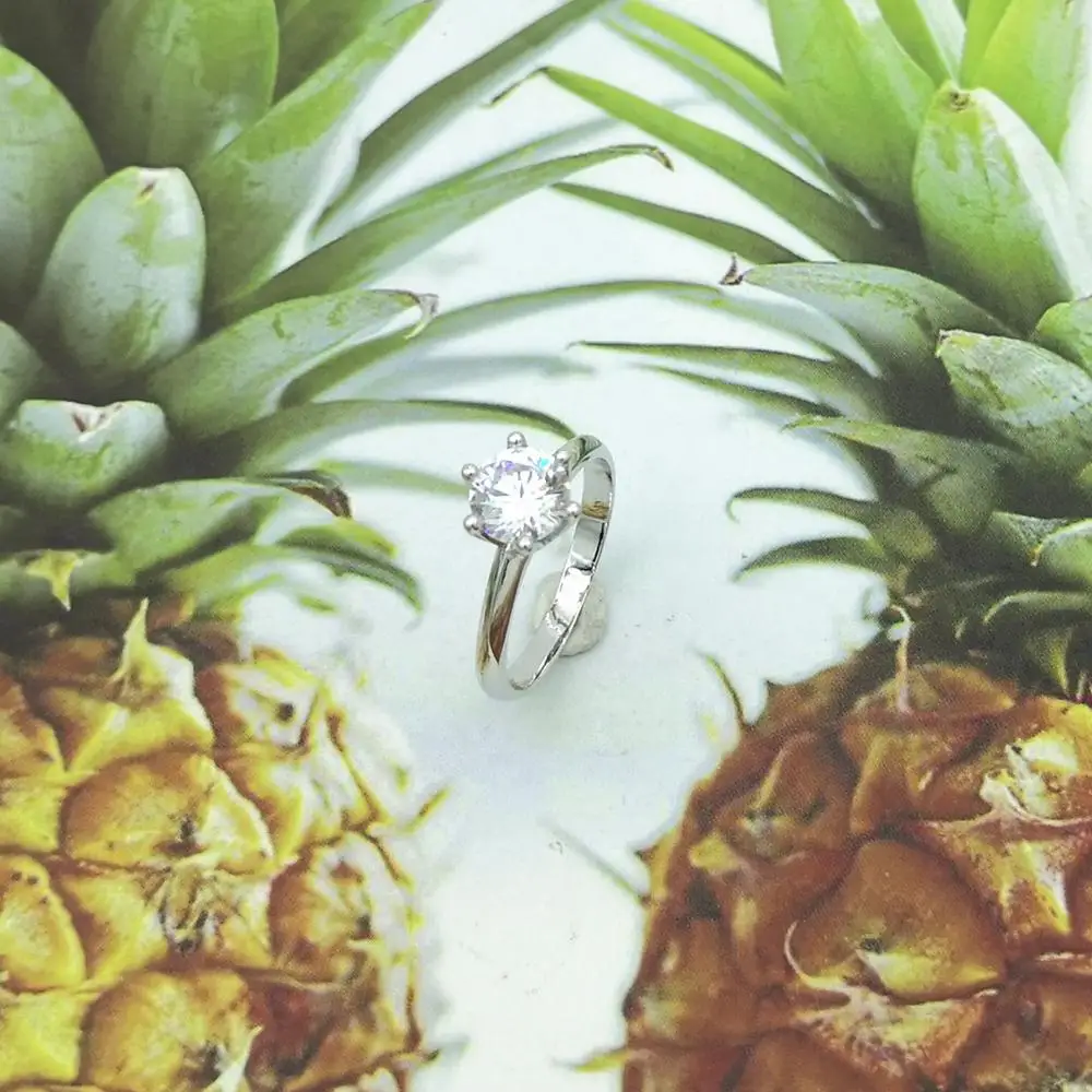 

Sterling Silver 925 Classic Popular Fashion Six-Claw Inlaid Ladies Boutique Ring Jewelry Holiday Gift