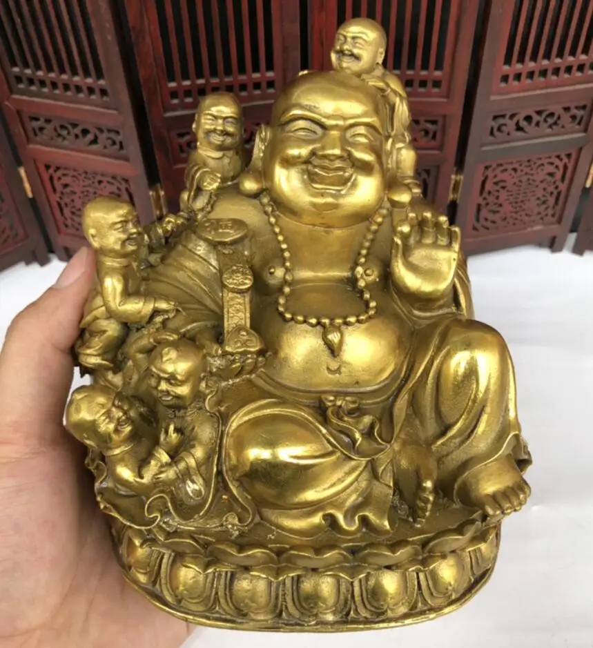 Seiko латунный Лотос пятерка сидя дети maitreya Будда украшение для дома поделки статуя
