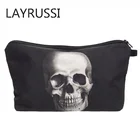 LAYRUSSI косметичка с принтом черепа монстра для женщин и мужчин, косметички, несессер, сумки для мытья, органайзер для вечеринки, макияж