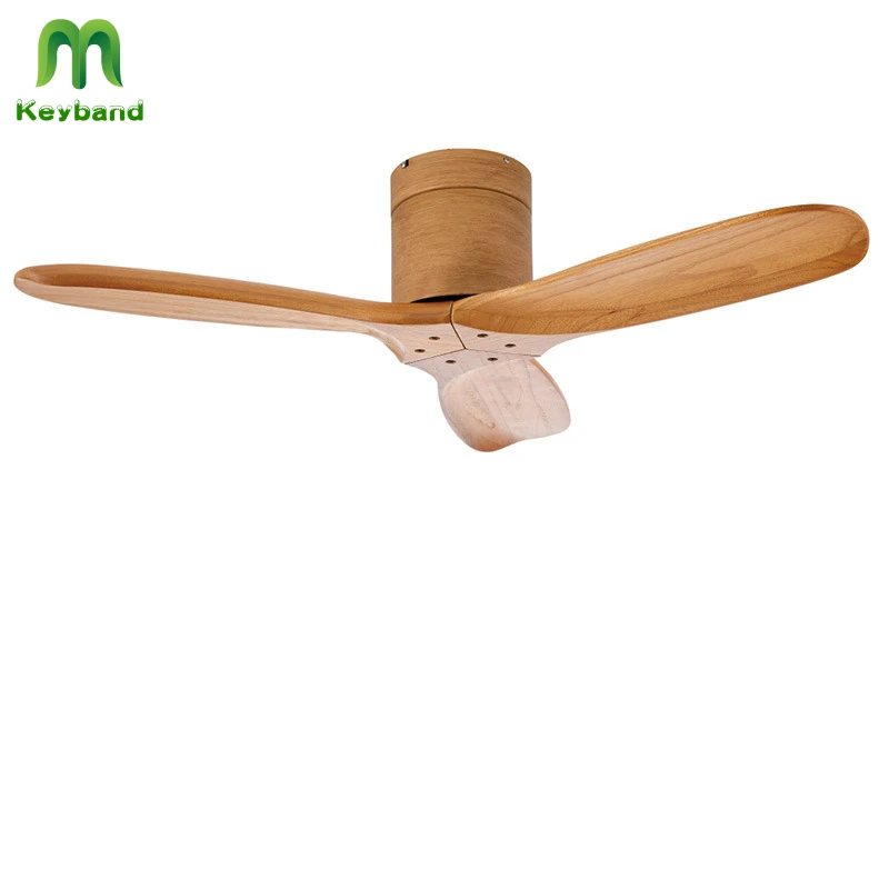 

48 Inch Solid Wooden Ceiling Fan for Living Room Without LED Light Wood Blades Variable Copper DC Motor