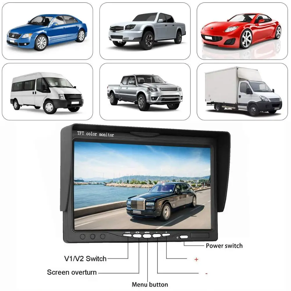 7 дюймовый монитор камеры заднего вида с высоким разрешением 800x480 TFT LCD подставкой