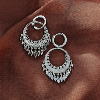 Bohemia Marquise Cut Sapphire - Created Moissanite Gemstone Dangle Earrings 3
