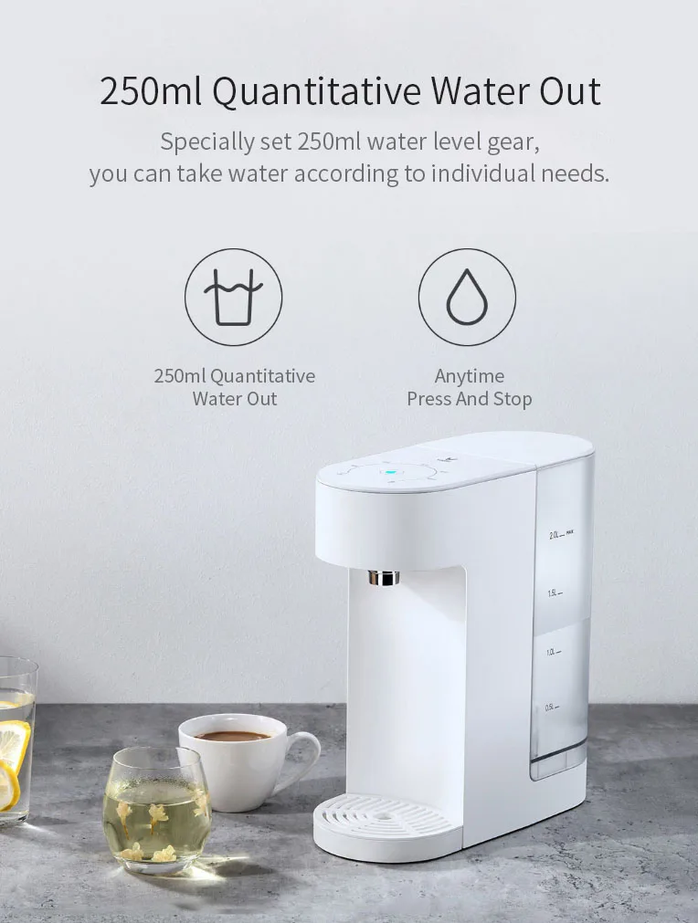 Xiaomi Viomi умный диспенсер для воды мгновенного нагрева 2л Быстрый 1S тепловой чайник для воды 2050 Вт 220 В Домашний Настольный диспенсер