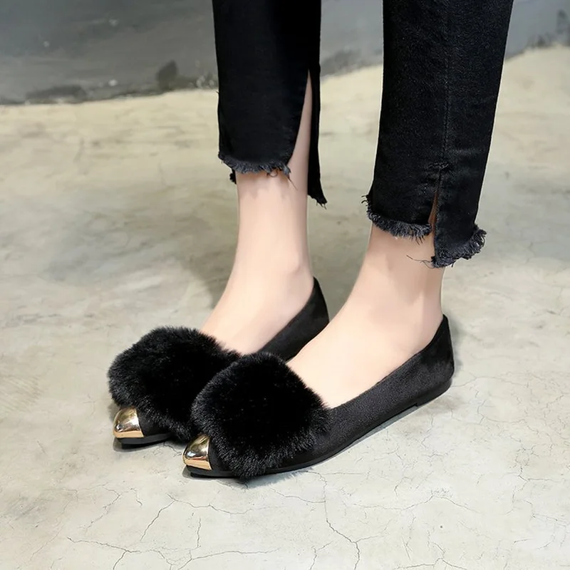 YEELOCA/Демисезонные женские замшевые туфли на плоской подошве с кроличьим мехом