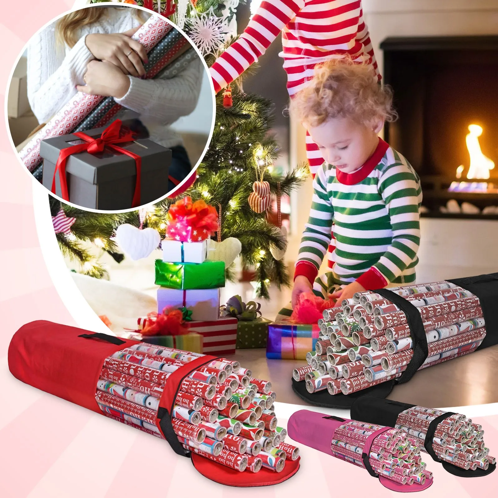 

Рождественская оберточная бумага для Пинга, контейнер для хранения, 24 рулона, настенная бумага, подарочная оберточная рулонная оберточная ...