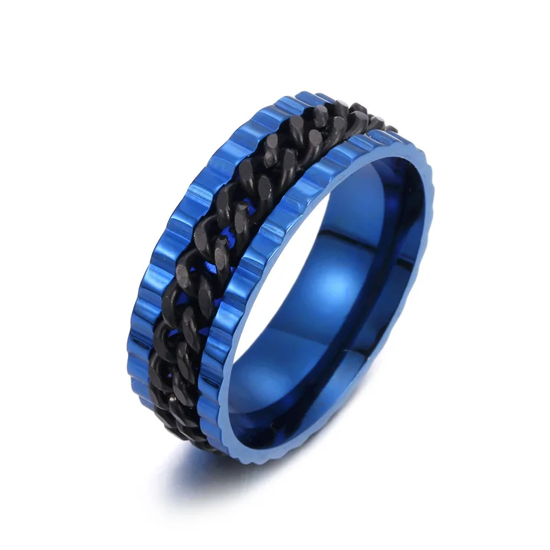 

New Design Titanium Steel Gear Chain Ring Rotatable Fashion Jewelry Finger Accessories High Quality Ornament 12 Color Wholesale