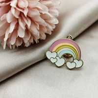 bulk 10 enameled rainbow with heart charms jewellery making pendants for floating lockets necklaces rainbow metal charm fc38d0