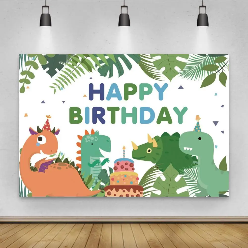 

Dinosaur Theme Birthday Party Backdrop Cartoon Newborn Children 1st Birthday Photography Background Photobooth Supplies Props