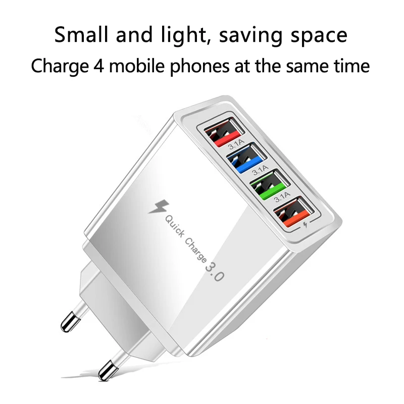 usb charger Wall Fast Phone Charger Adapter 4USB Quick Charge3.0 For iPhone13 Xiaomi 12 Phone Power Supply Mobile Phone Chargers