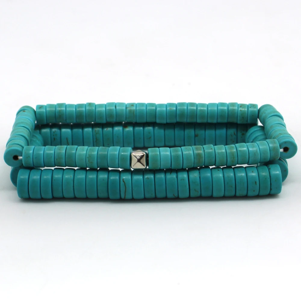 FFWFF сделай сам натуральный камень регулируемый браслет бирюза пара браслетов