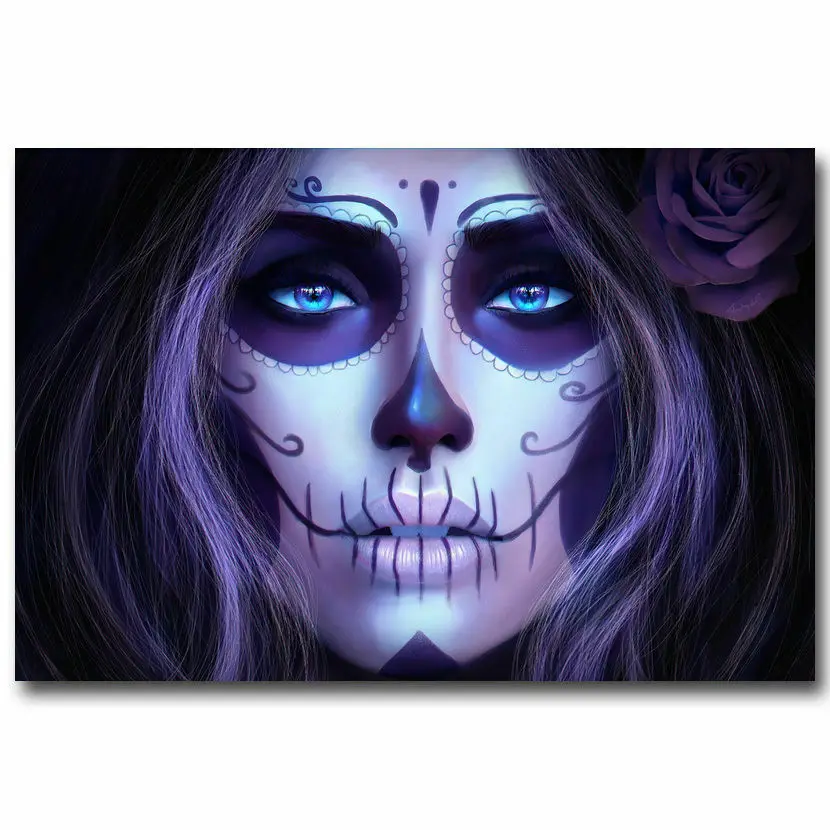 W048 психоделическая футболка Женская Череп уход за кожей лица шелковой ткани