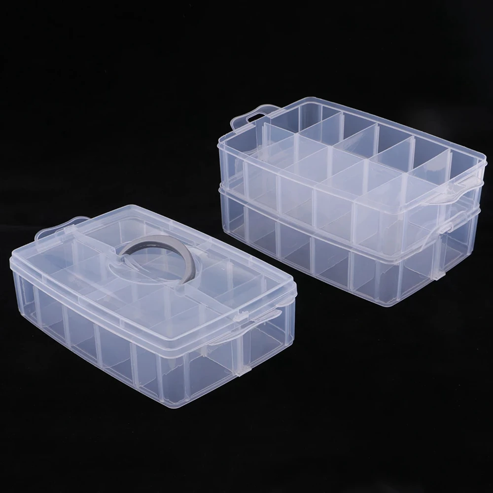 30 Grids Clear Plastic Storage Box For Toys Rings Jewelry Display Organizer Makeup Case Craft Holder Container Porta Joias