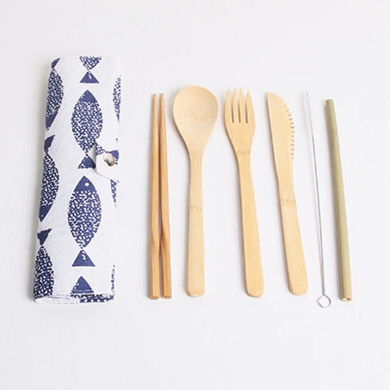 Модный набор столовых приборов 7 шт./компл. ножи бамбуковые вилки палочки для еды