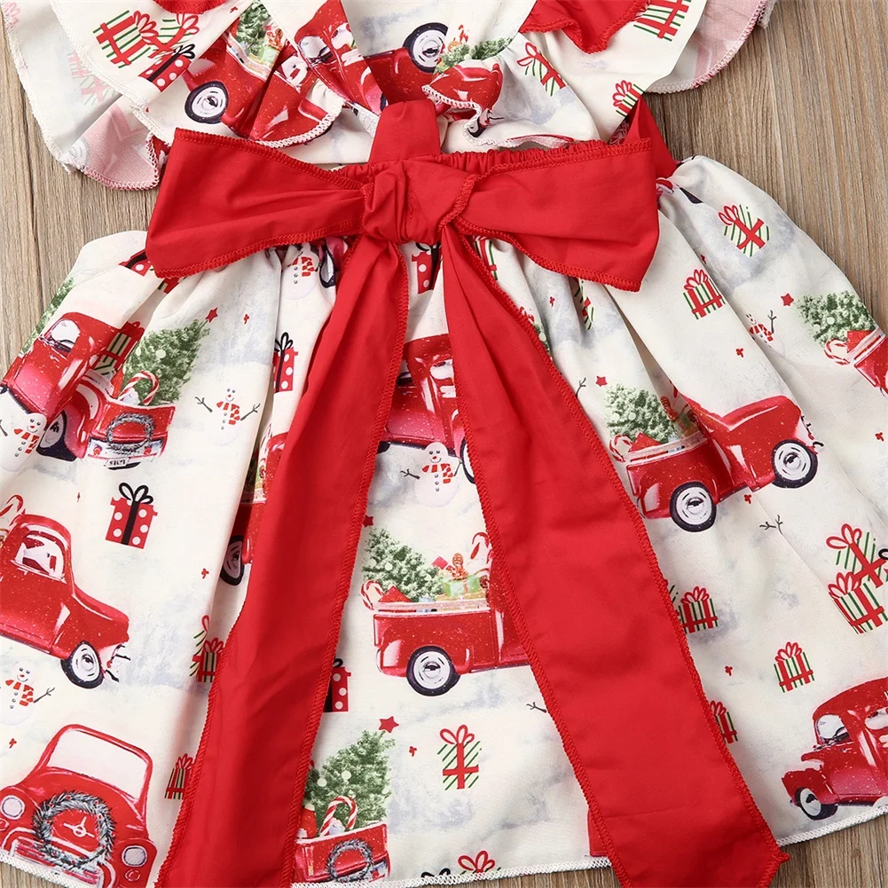 

Christmas Toddler Kids Girls Sleeveless Printed Car Tutu Dress Baby Girl Pageant Dress Princess Dresses