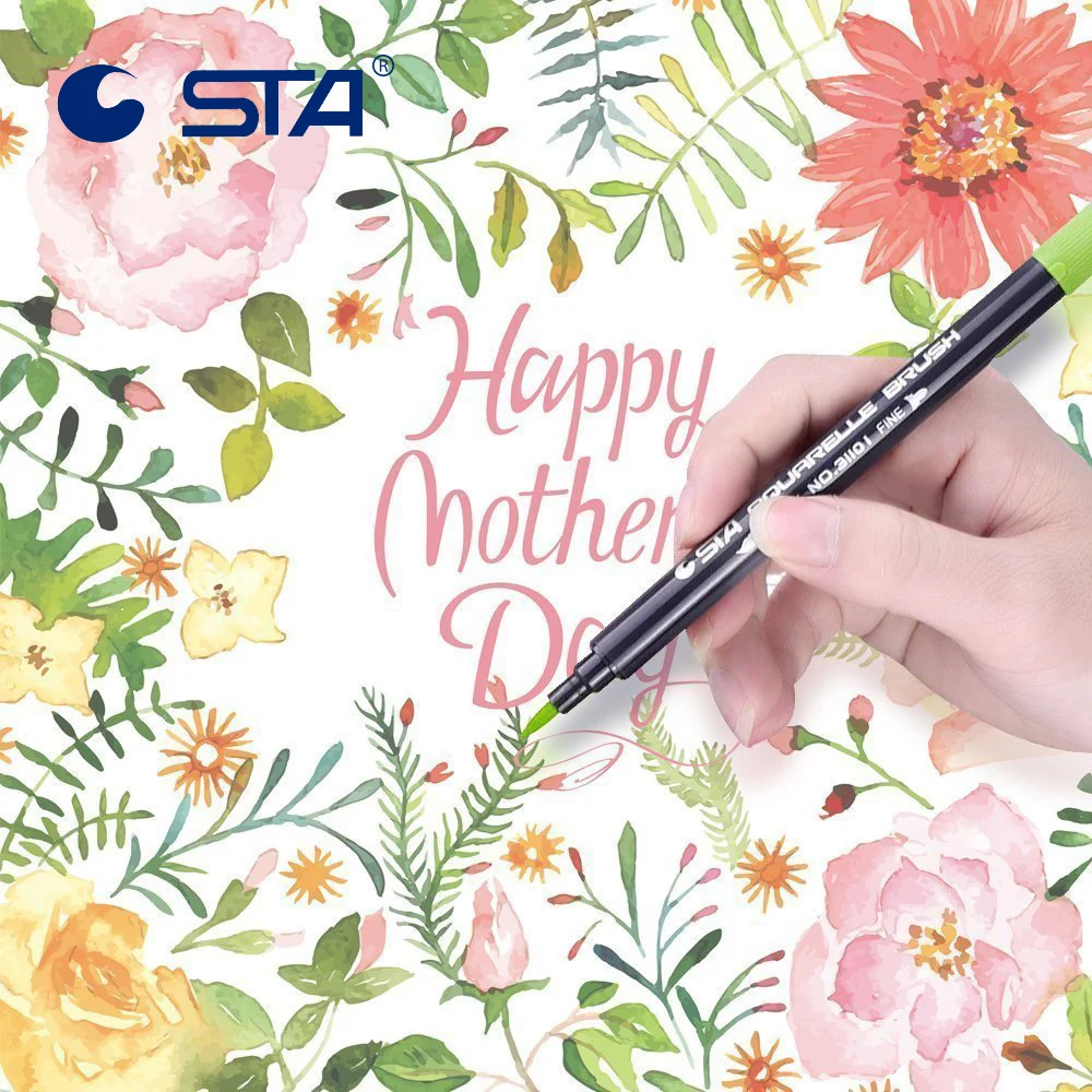 STA 80 цветов растворимый цветной маркер для набросков с двойной головкой набор