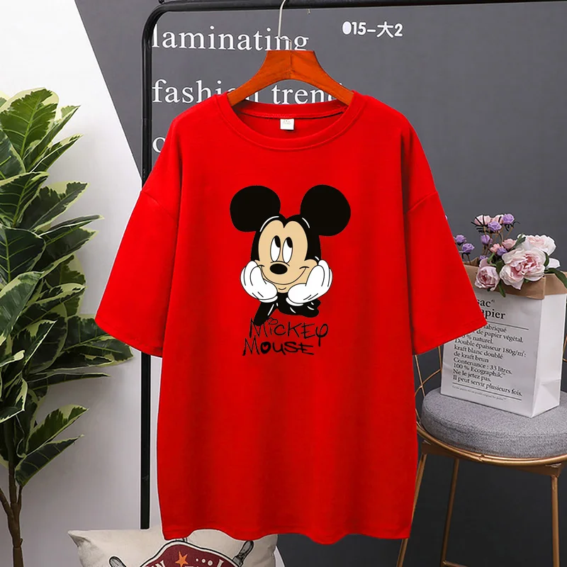 Disney cartoon Mickey Tshirt Tops Summer casual oversized Women T-shirts Ulzzang hip hop Streetwear Harajuku short sleeve tshirt
