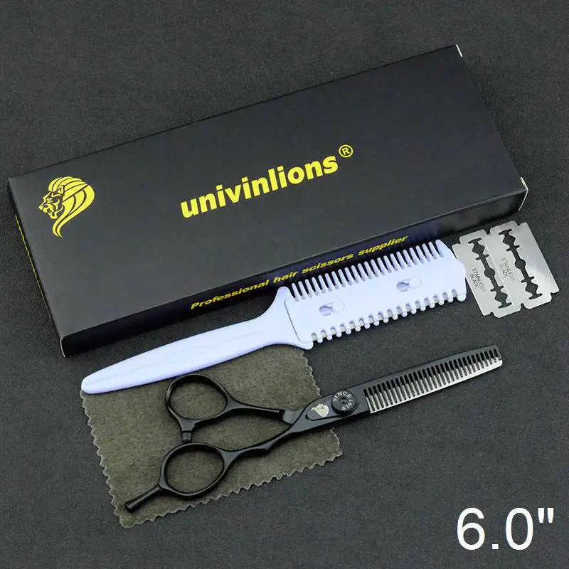 6025D60-Thinning 5,5/6,0 Профессиональные Японские Стальные Парикмахерские ножницы парикмахерские ножницы набор парикмахерских бритв Горячая Парикмахерская стилист набор ножниц - Цвет: 6025D60-Thinning
