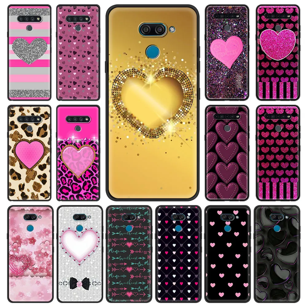 

Cute Love Heart Black Soft Cover for LG K41s K61 K50 K50s G6 K40s K40 G7 G8 K52 K42 K71 TPU Shell Phone Case Coque Capa