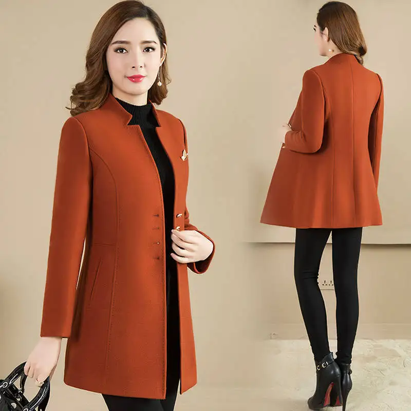 

Slim Quality Women's Stand-up Woolen Coat Women's L826 Long Winter New Coat Coat High Collar Coat Woolen Autumn Slim Trench Coat