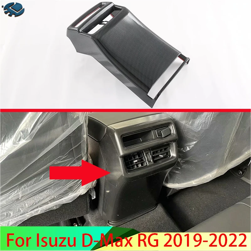 

For Isuzu D-Max RG 2019-2022 Car Accessories Carbon Fiber Style Plated Armrest Box Rear Air Vent Frame Trim Cover