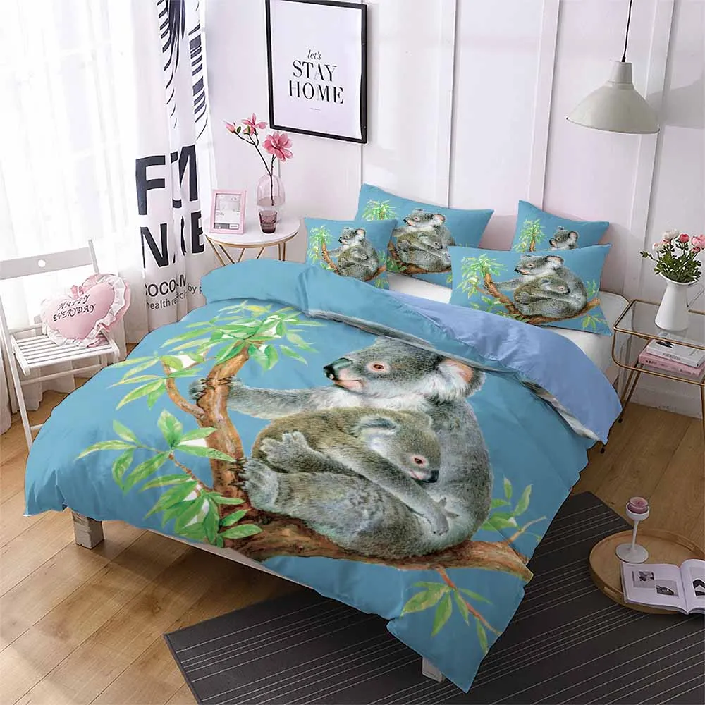 Комплект постельного белья HELENGILI 3D Koala с принтом пододеяльник наволочкой детская