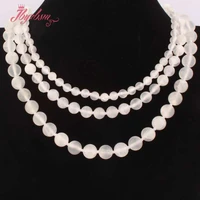 6 8 10mm round necklace smooth white selenite natural stone handemade beaded necklace fashion jewelry for women birthday gift17