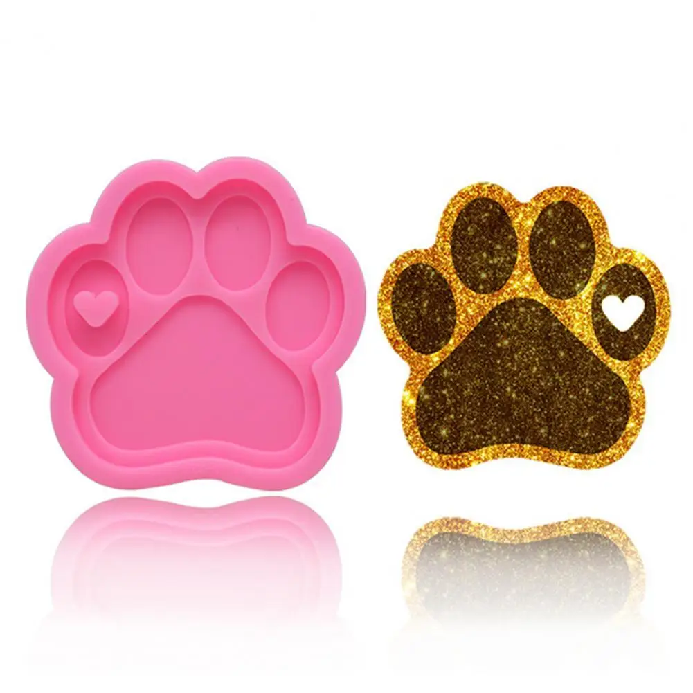 

DIY Craft Bear Paw Keychain Faux Crystal Fondant Cake Baking Silicone Epoxy Mold