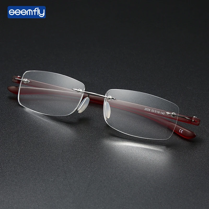 

Очки Seemfly для чтения без оправы для мужчин и женщин, Простые Модные переносные металлические очки для дальнозоркости, с диоптриями, 1,0, 4,0