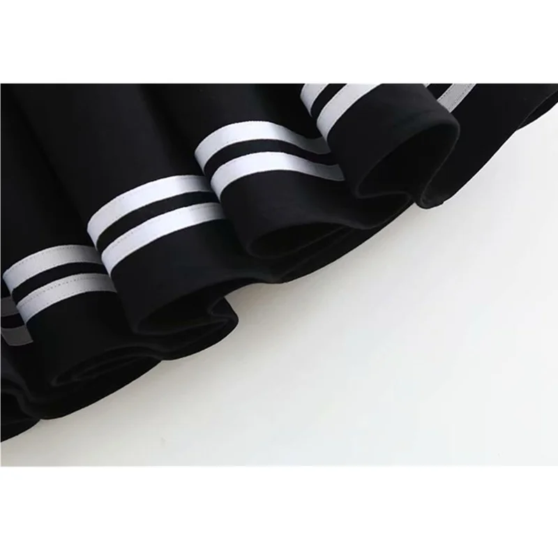 

Striped Sailor Skirt School Girl Summer Autumn Casual Cotton Elastic High Waisted Mini Black Pleated Skirts Women jupe plissee