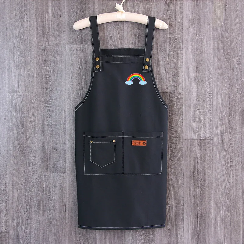 

Restaurant Waiter Pure Cotton Apron With Pockets Men And Women Milk Tea Shop Overalls Print Logo