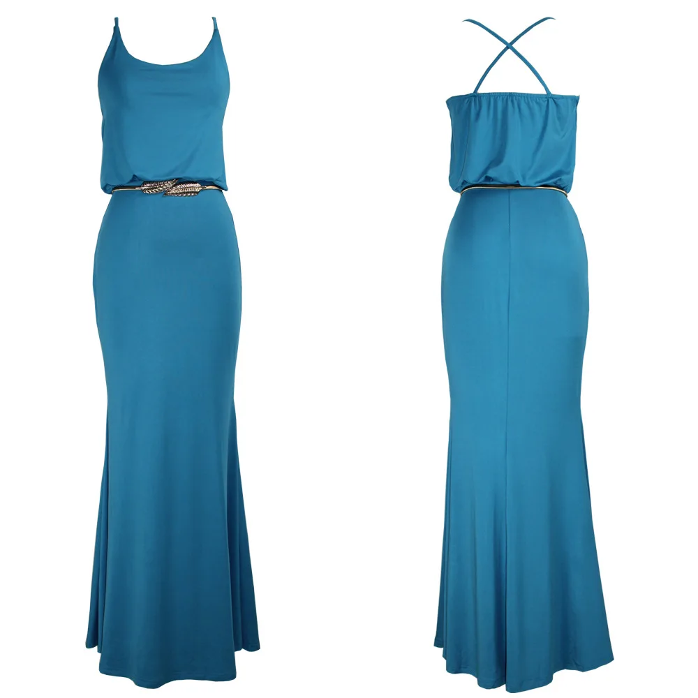 Сексуальное однотонное расклешенное длинное платье без рукавов с открытой