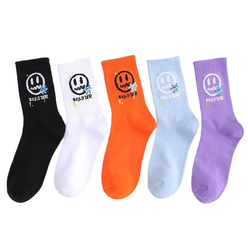 

Little Devil Smiley Face Socks Tube Socks Trendy Couple Men and Women Sports Cotton Socks Kawaii Socks Cute Socks Novelty Socks