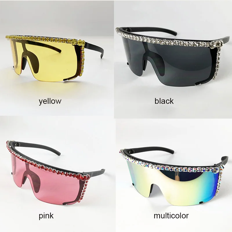Алмазный негабаритные солнцезащитные очки для женщин Элитный бренд с украшением
