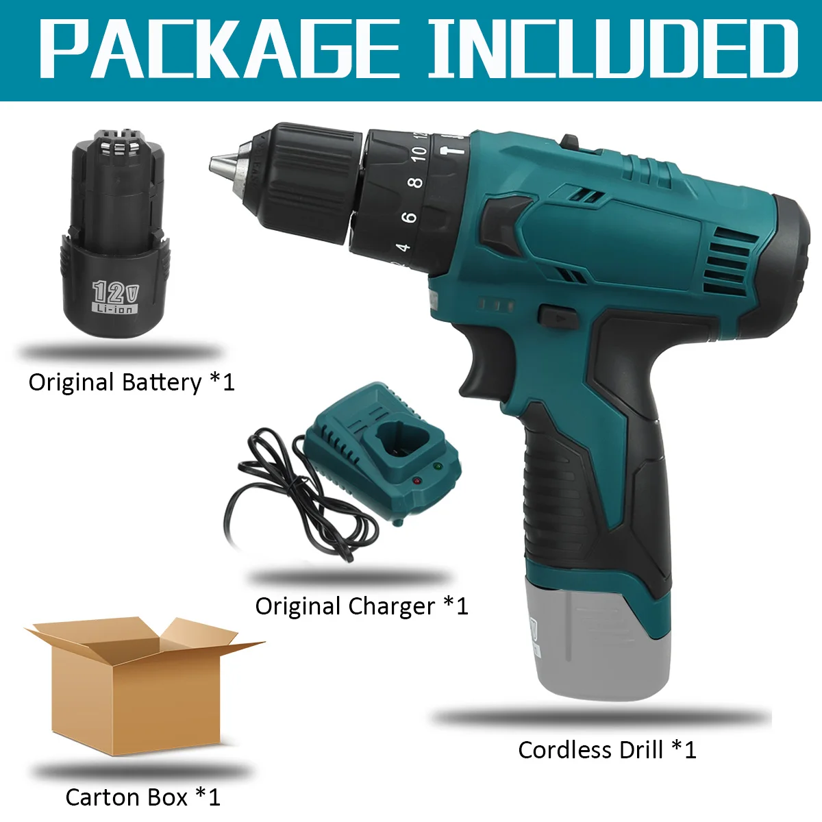 

3 IN 1 Cordless Screwdriver 32N.m Electric Drill Hole Electrical Screwdriver Hand Driver Wrench 18+3 Torque 10mm With Battery