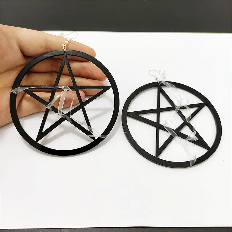KUGUYS круглая капля серьга для женщин большие пентаграммы Модные Акриловые