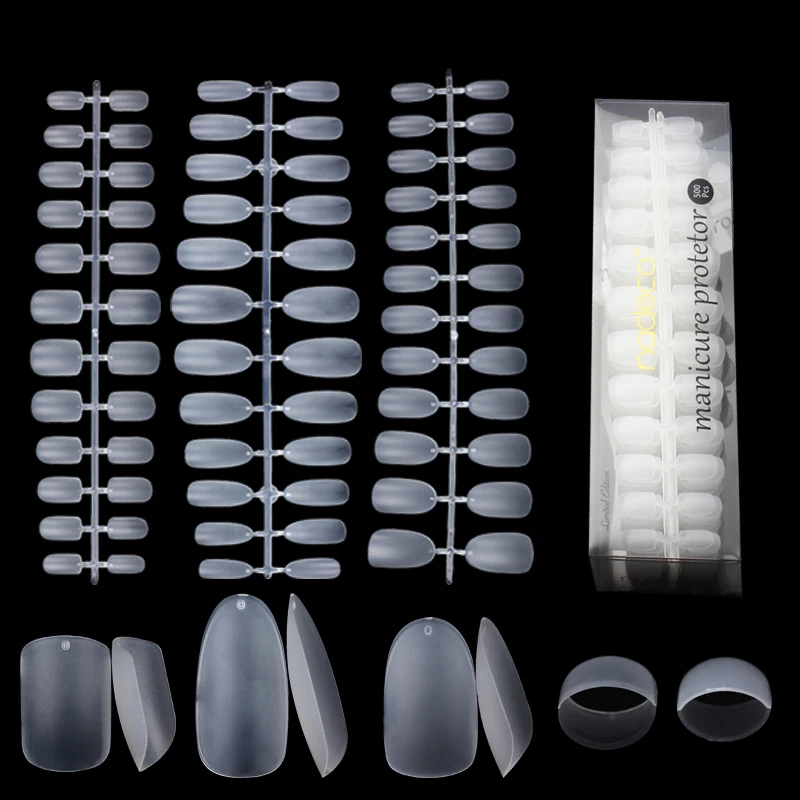 Ультра тонкий прозрачный полное покрытие акриловые накладные ногти Советы Гель