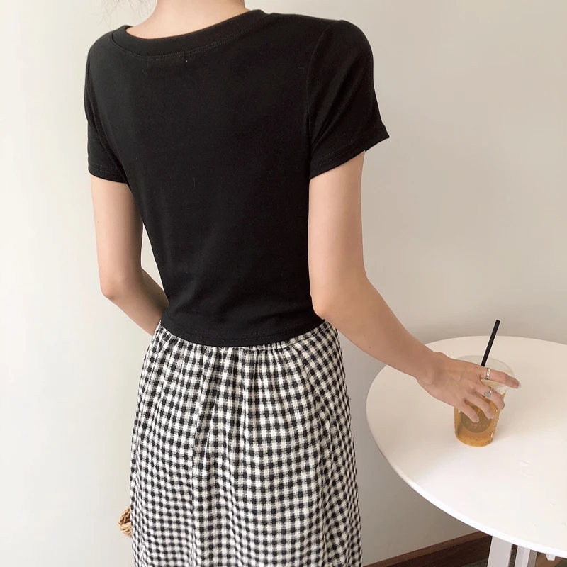 Футболка женская короткая с круглым вырезом белый однотонный элегантный