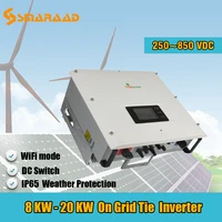 solar power on grid 8000w 10000w 8kw 10kw 15kw 20kw input mppt waterproof ip65 grid tie solar power inverter with wifi dc switch