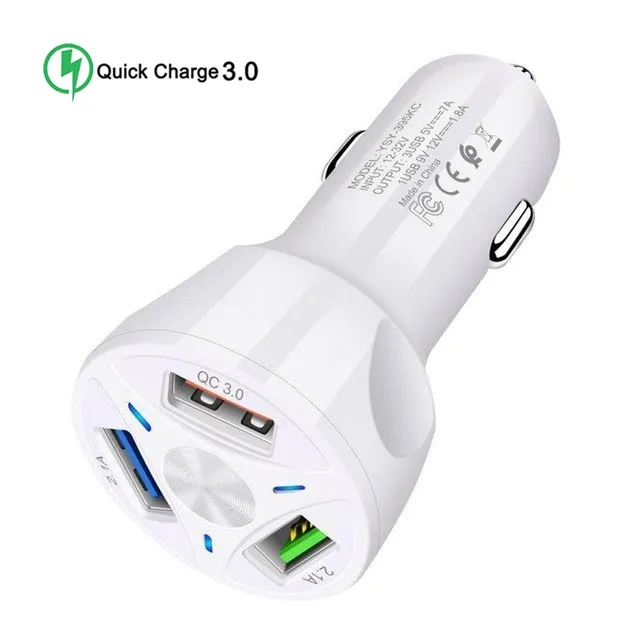 3 порта USB зарядное устройство 3.1A автомобильное зарядное устройство для мобильного телефона быстрое зарядное устройство адаптер для iphone huawei samsung Quick charger 3,0 - Тип штекера: White 3USB