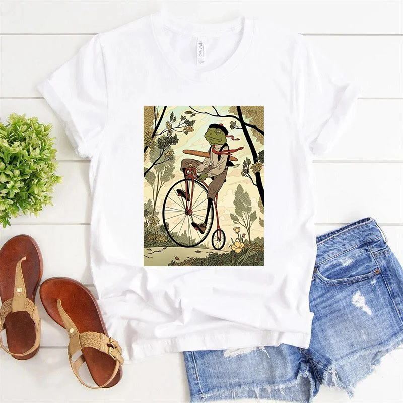 

2021 Hot Sale Summer New Graphic Korean Harajuku Style Round Neck Frog Animal Clothes Women's Tops Ladies T Shirt