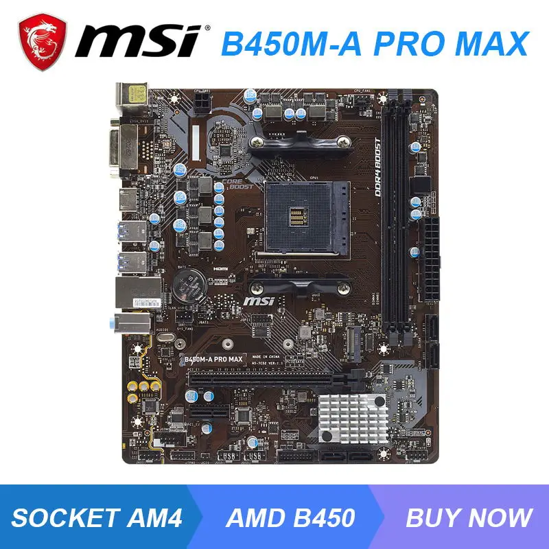 

B450M-A PRO MAX For MSI AMD B450 Socket AM4 Motherboard DDR4 32GB M.2 AMD Ryzen Desktop Used Mainboard HDMI PCI-E 3.0 X16 Slot