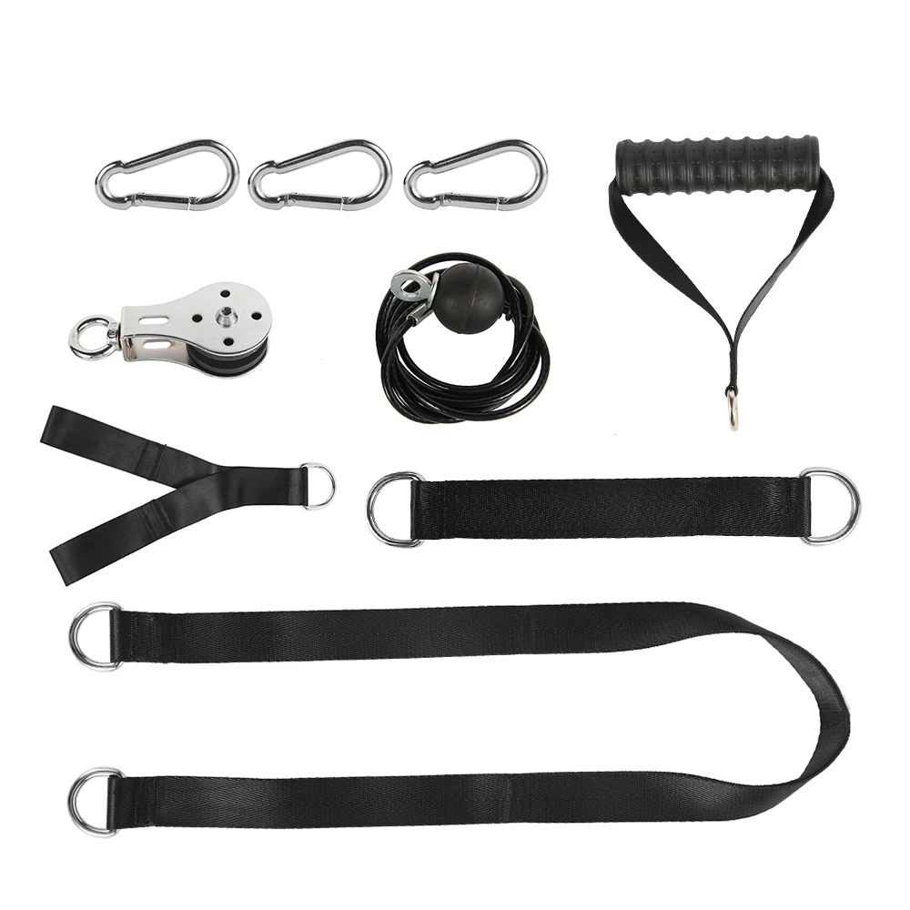 

Home Gym Fitness DIY Pulley Cable Machine Attachment System Arm Biceps Triceps Blaster Hand Strength Trainning Workout Equipment