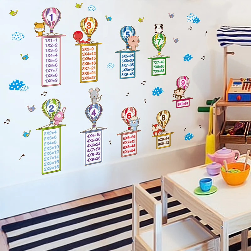 

[SHIJUEHEZI] Colorful Multiplication Table Wall Stickers DIY Cartoon Pattern Wall Art for Kids Room Baby Bedroom Decoration