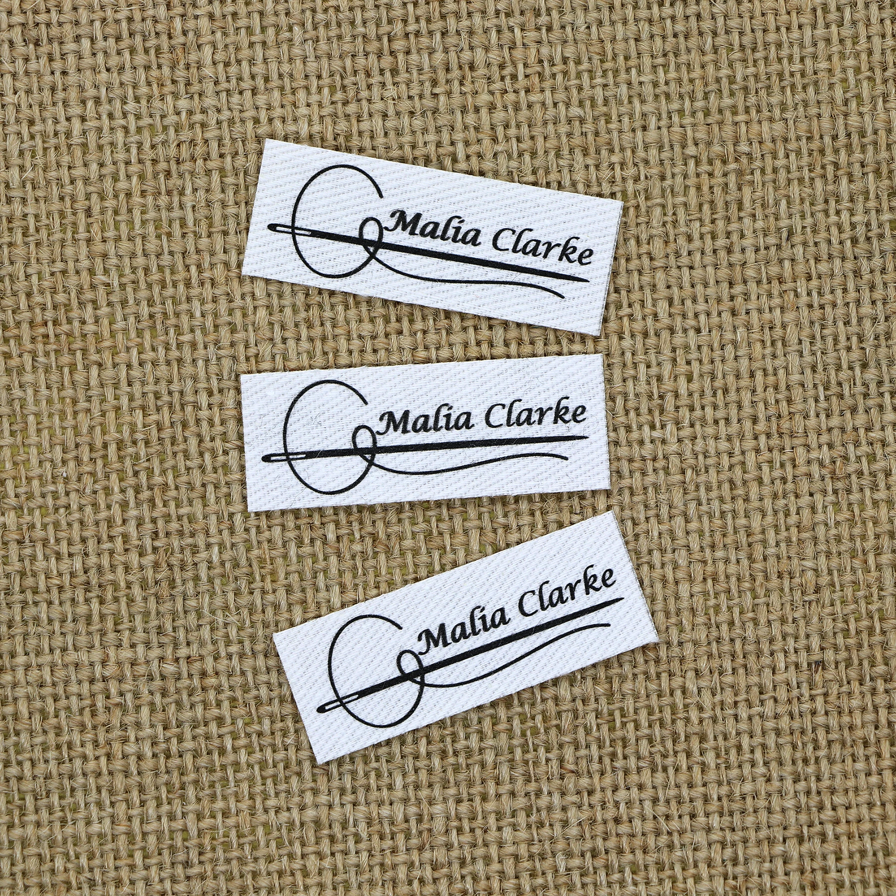 

100 pieces Custom Ironing Labels, Custom Clothing Labels, Text, iron on , Organic Cotton Fabric Name Label (YT159)