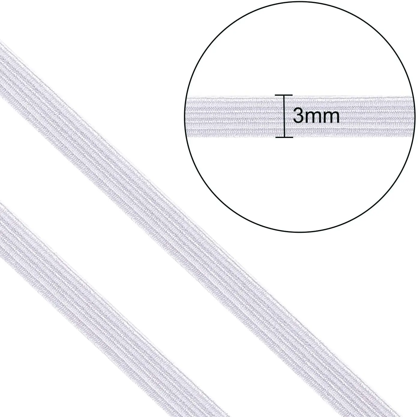 

3mm Flat Braided Elastic Band Stretch String Elastic Cord Elastic Rope Stretch Knit Elastic Sewing Spool for DIY Crafting, Neckl