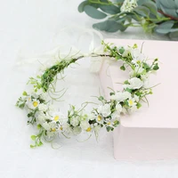fresh daisies flower crown hair band floral hairband for women girls holiday travel beach party wedding garland hair accessories