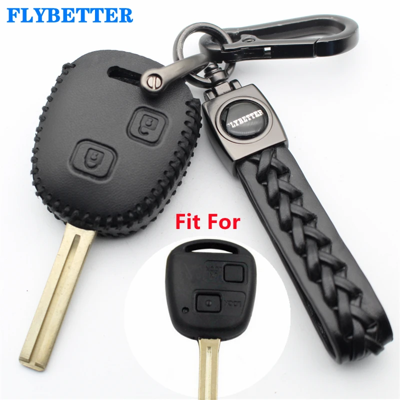 

FLYBETTER Genuine Leather KeyChain 2Button Remote Key Case Cover For Lexus IS200/RX330/GX470 For Toyota Camry/Rev4 L726