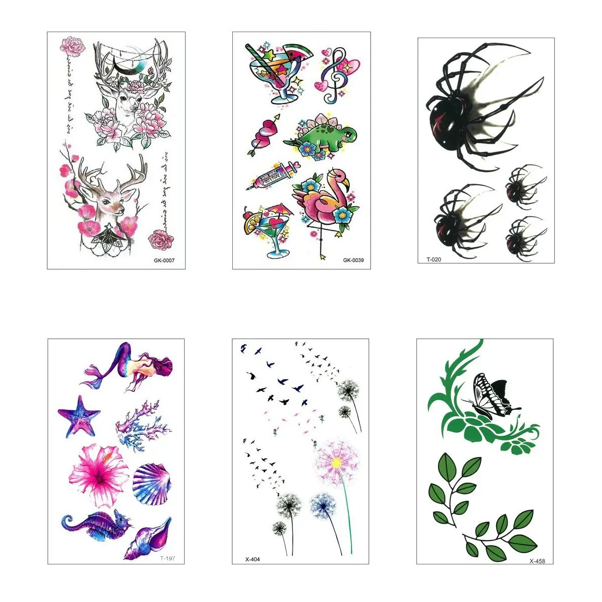 

6PCS/Lot Waterproof Tattoo Fake For Men Tatoo Sticker Kids Temporary Chest Body Girls Tatto Tatu Temporaria Temp Tattoos Tattos