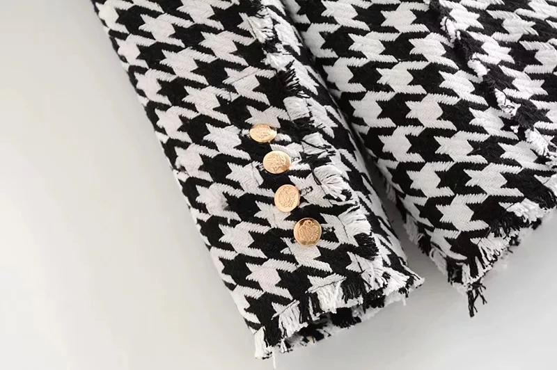 

Autumn winter women blazers and jackets casual Double Breasted office Blazer Coat Women Long Sleeve plaid blazer mujer 2019